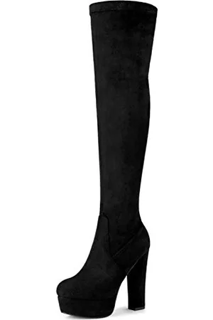 Allegra K Damskie buty na platformie blokowe za kolano, , 37.5 EU
