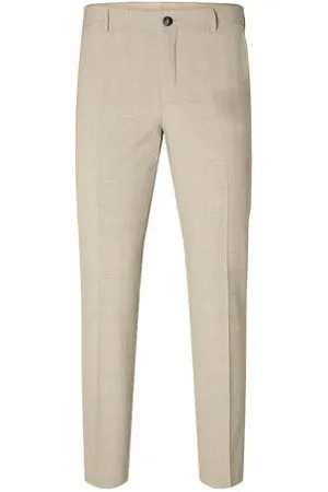 SELECTED SELETED HOMME Męskie spodnie Slhslim-Liam Sand Check TRS Flex Noos, Piaskowy/Checks: Brown, 102
