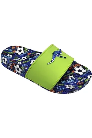 KangaROOS K-Slide Print sandały, limonkowy/Soccer, rozmiar 33 EU, , 33 EU