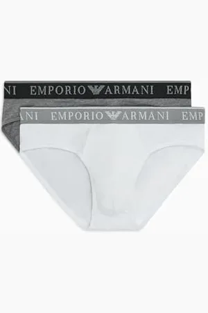 Emporio Armani Męskie rozciągliwe bawełniane Endurance 2-pak majtek, morskie/cieliste paski, L, , L