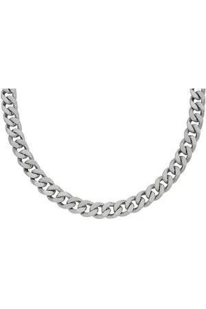 Fossil Łańcuszek męski Harlow Linear Texture Chain ze stali nierdzewnej, JF04696040, Length: 508mm, Width: 10mm, Stal nierdzewna, Bez kamieni szlachetnych