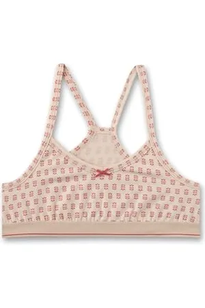 Sanetta Dziewczęcy biustonosz Racerback ramiączka spaghetti guma tkana bawełna ekologiczna, , 176 cm