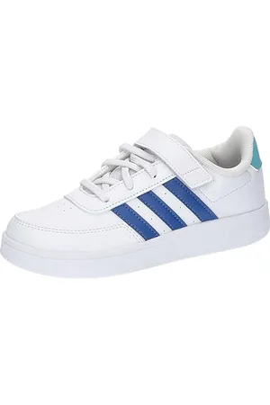 adidas Uniseks - dzieci Breaknet Lifestyle Court Elastic Lace and Top Strap Shoes, Cloud white/team royal blue/light aqua, 38 2/3 EU