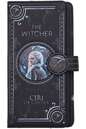 Nemesis Now Wiedźmin Ciri wytłaczana portmonetka 18,5 cm, skóra PU, czarna, oficjalnie licencjonowany produkt wiedźminowy, wytłaczany portfel Ciri, 4 przegródki na gotówkę i 12 przegródek na karty