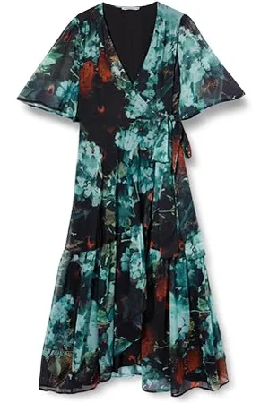 HOPE & IVY Damska sukienka maxi Sarah Flutter Sleeve z wiązaną talią, niebieska na specjalne okazje, , 50