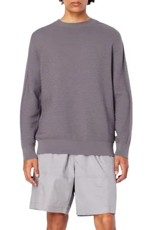 Armani Exchange Męski okrągły dekolt, mankiety, sweter, szary, L, , L