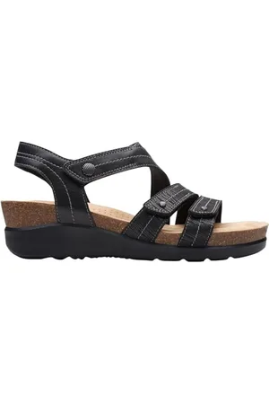 Clarks Damskie sandały Calenne Clara, czarne Combi, 39 EU, , 39 EU