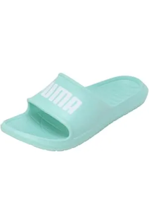PUMA Męskie sandały Divecat V2 Lite Slide, Elektryczna mięta pieprzowa biała, 35.5 EU