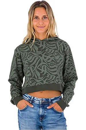 Hurley Damska bluza z kapturem W Ocencare z pełnym nadrukiem, oliwkowa noc, M