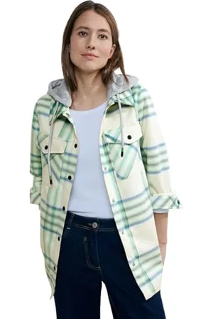 CECIL Damska welurowa koszulka Check Overshirt W. Det Jacket, , XXL