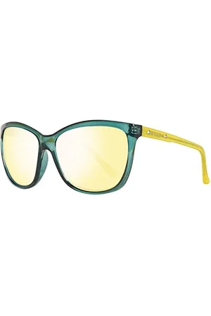 Guess GU7308 60S18 Okulary Przeciwsłoneczne Damskie GU7308 S18 60 Motyl Okulary Przeciwsłoneczne 60, Żółte