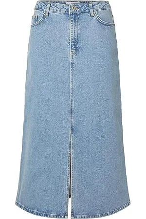 SELECTED Damska spódnica dżinsowa Slfkrista-Gerda Hw L Blu DNM Max Sk Noos, , 40