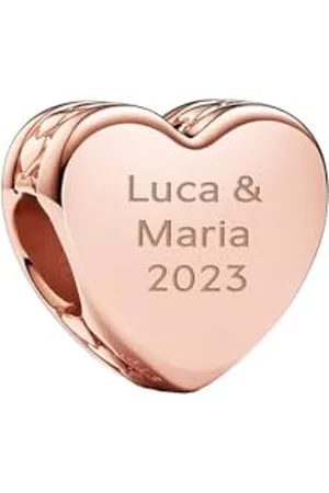 PANDORA Gravierbares Herz Charm-Anhänger aus rosévergoldeter Metalllegierung, Kompatibel mit Moments, aus der Moments Kollektion, 782015C00