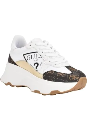 Guess Sneakersy damskie Calebb, Biały Brązowy 145, 37.5 EU