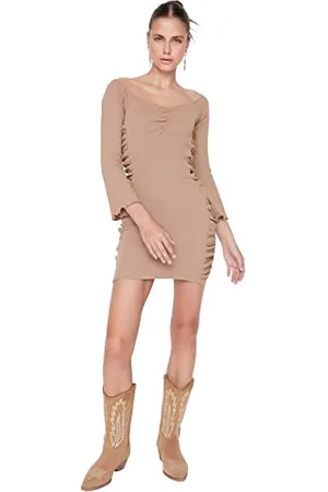 Trendyol Damska mini bodycon wąska tkana sukienka, , S