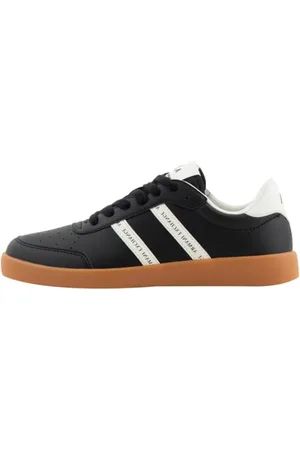 Armani Exchange Berlin, Double Band Logo Sneaker, Black+ Off White, 36 EU, , 36 EU