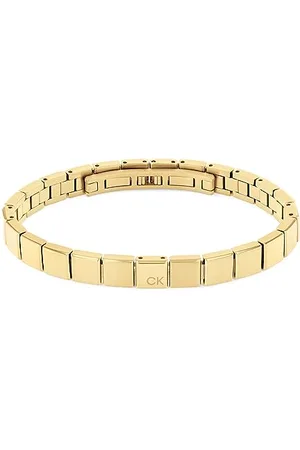 Calvin Klein Męska bransoletka MINIMALISTIC SQUARES Collection Link ze stali nierdzewnej - dostępna w wersji srebrnej lub złotej, Jeden rozmiar, Stal nierdzewna, Bez kamieni szlachetnych