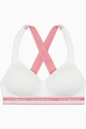 Emporio Armani Bralette z wyściełanym logo ze stretchu i bawełny, , S