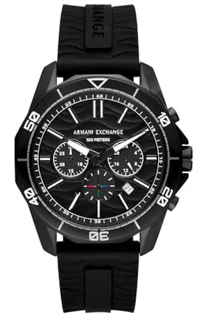 Armani Exchange Zegarek dla mężczyzn, kwarcowy mechanizm chronografu i rozmiar koperty 44 mm z paskiem silikonowym