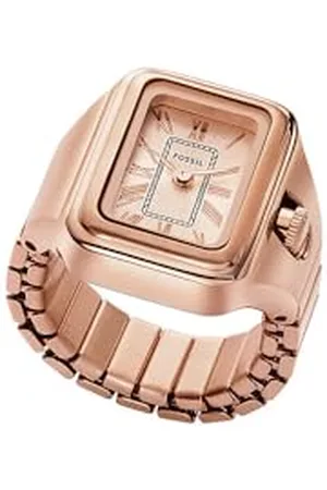 Fossil Dameshorloge ring tweehandig, roségoudkleurig roestvrij staal, ES5345