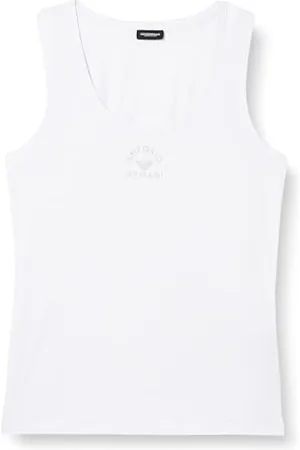 Emporio Armani Stretch Cotton Studs Loungewear Tank White, , XL