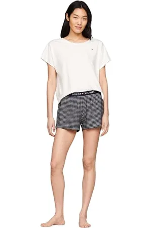 Tommy Hilfiger Piżama damska, Czerwony (kość słoniowa/pustynne niebo kratka w kratkę), XS