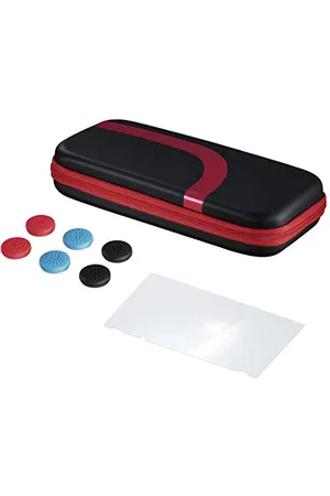 hama Zestaw do Nintendo Switch (etui + szkło hartowane + nakładki, pokrowiec, futerał, konsola, 3 w 1) czarne czerwone