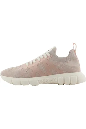 Armani Exchange Damskie Harlem, Knit Fabric, Side Logo Sneaker, Rose+ Grey+ Off White, 36 EU, , 36 EU