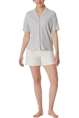 Schiesser Piżama damska zapinana na guziki krótka bawełna modal mix Nightwear zestaw piżamowy, szary-mel_181240, 40, , 40