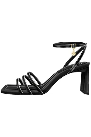 Armani Exchange Damskie sandały Dalia, Triple Band, Anle Strap Heeled Sandal, czarne, rozmiar 37,5 EU, , 37.5 EU