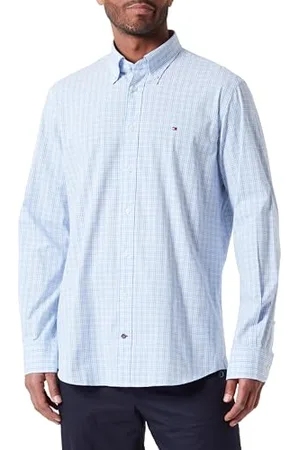 Tommy Hilfiger Męskie koszule Cl Str Business Check Rf, niebieskie, 42W, Biały (Optic White) / Ultra Blue/Multi, 42