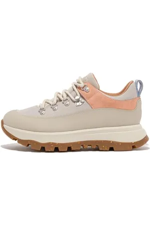 FitFlop Damskie buty do chodzenia NEO-D-HYKER Płótno/Zamszowe buty trekkingowe, gliniane szare, 42 EU, , 43 EU