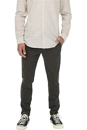 Only & Sons Męskie spodnie chinosy ONSMARK 2911 - Slim Fit - czarne W28-W38 Stretch, , 29W / 30L