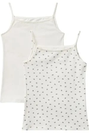 Benetton Zestaw 2 Tank top 378Y0H00L Biustonosz tank top, śmietana 60D, M Dziewczynka, , M