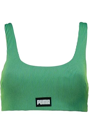 PUMA Swim Women Ribbed Scoop Neck Top 1P, zielony/czarny, S