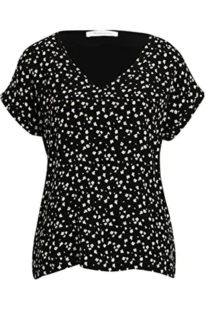 Tamaris Alicante AOP Drop Shoulder T-shirt damski z dekoltem w serek, , XL