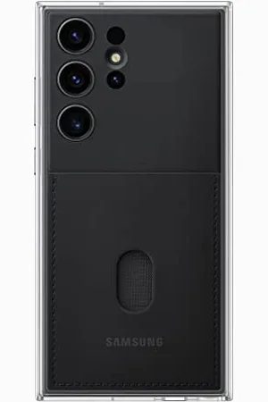 Samsung Etui na telefon Galaxy S23 Ultra Frame, podwójny wygląd etui ochronne z 2 wymiennymi płytami w tym przezroczyste i przegródki na karty, wersja amerykańska, EF-MS918CBEGUS, czarne,