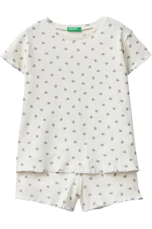 Benetton Pig(T-Shirt+Short) 3PMU0P060 zestaw piżamowy, śmietana 60C, XXS Dziewczyna, , XXS