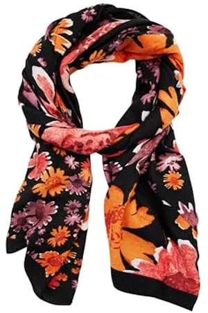 Desigual Fou_Poppy Flower RECTANGL Foulard, Black, One Size, , jeden rozmiar