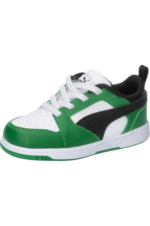 PUMA Unisex Rebound V6 Lo sneakersy dla małych dzieci, White Black Archive Green, 22 EU