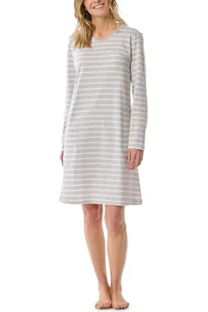 Schiesser Damen Nachthemd langarm weiche Baumwolle Bigshirt mit Taschen - Nightwear