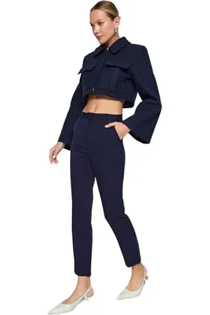 Trendyol Damskie spodnie z wysokim stanem Skinny Fit papierosowe spodnie, , 64