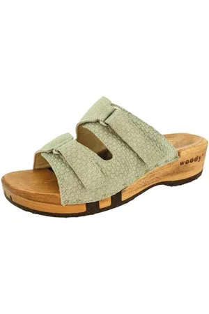 Woody Damskie buty drewniane Melina, Sandały, jadeitowa zieleń, 42 EU