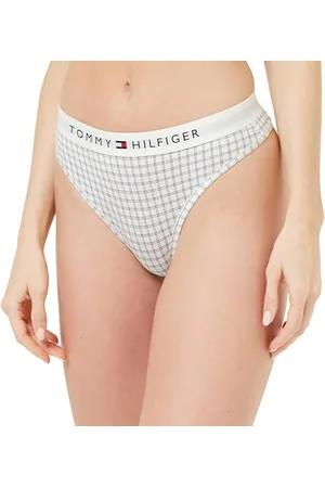Tommy Hilfiger Stringi z nadrukiem, klapki Ctb Grid Check Ivory, rozmiar S damskie, , S