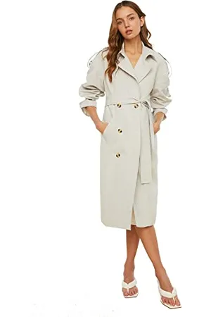 Trendyol Damski trencz oversize dwurzędowy, , 60