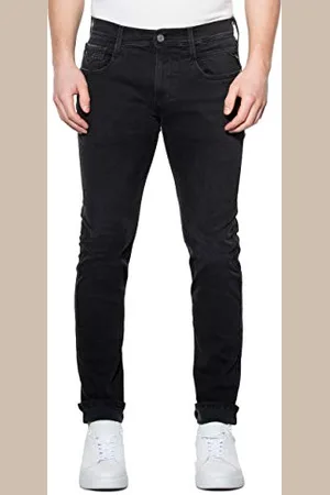 Replay Męskie dżinsy Anbass Slim-Fit Hyperflex ze stretchem, czarne (Black 098), szer. 30 x dł. 36, Black 098, 30W / 36L