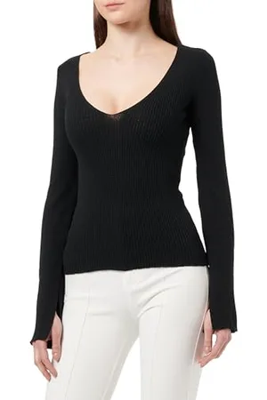 VILA Damski top z długim rękawem Visaya L/S dekolt w serek/B, , S