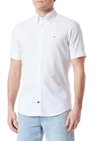 Tommy Hilfiger Męskie koszule Cl-W Oxford Solid Shirt S/S, białe, 38W, , 36