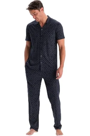 Dagi Granatowa koszulka z dzianiny Regular Waist Supreme Long Leg Short Sleeve Collar Shirt & Trousers, granatowa, M, , M