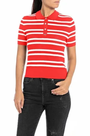 Replay Damski sweter slim fit z krótkim rękawem, , L